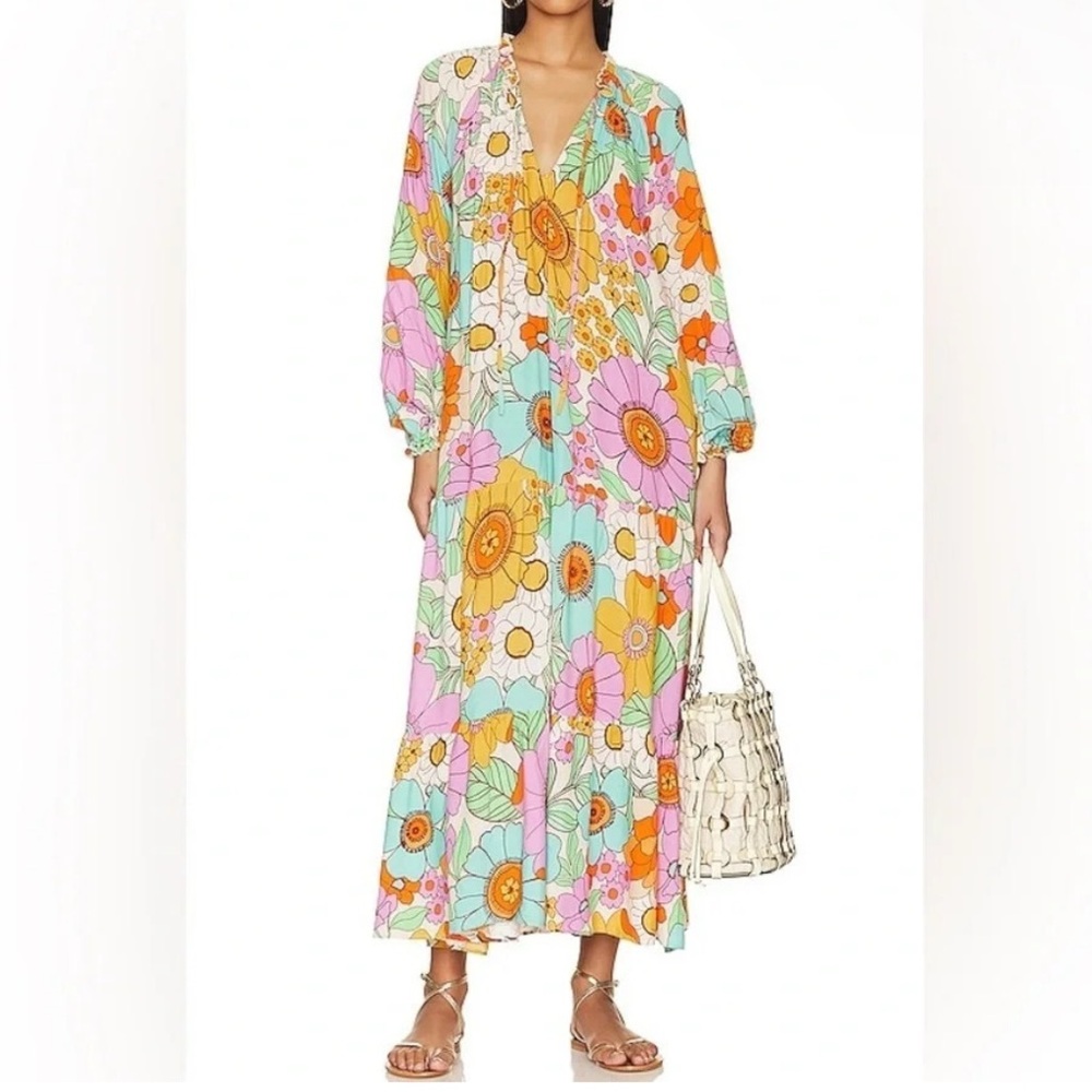 Show Me Your MuMu Cream and Blue Resort Maxi Dress